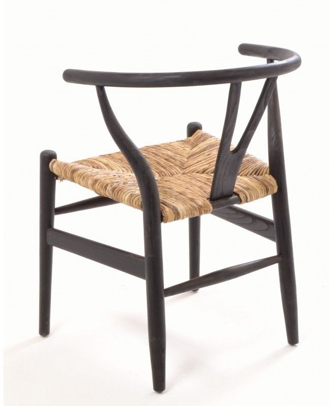 Product photograph of Shoreditch Black Wooden Dining Chair With Rush Seat Sold In Pairs from Choice Furniture Superstore.